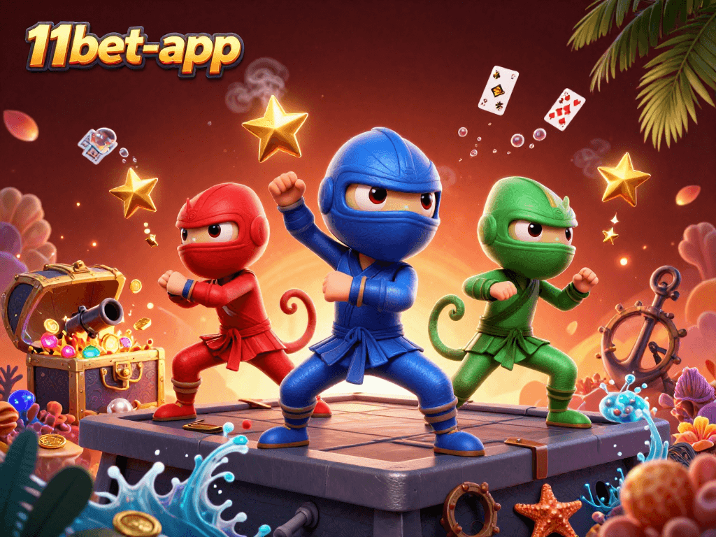 Engage with exciting martial arts action from the 11bet-app featuring synchronized chameleon ninjas.