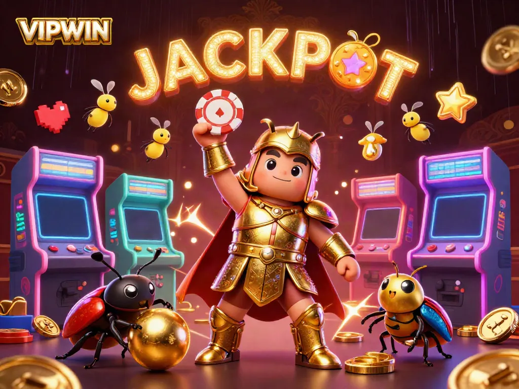 Experience thrilling wins with VIPWIN's vibrant casino games featuring beetle champions and jackpots.