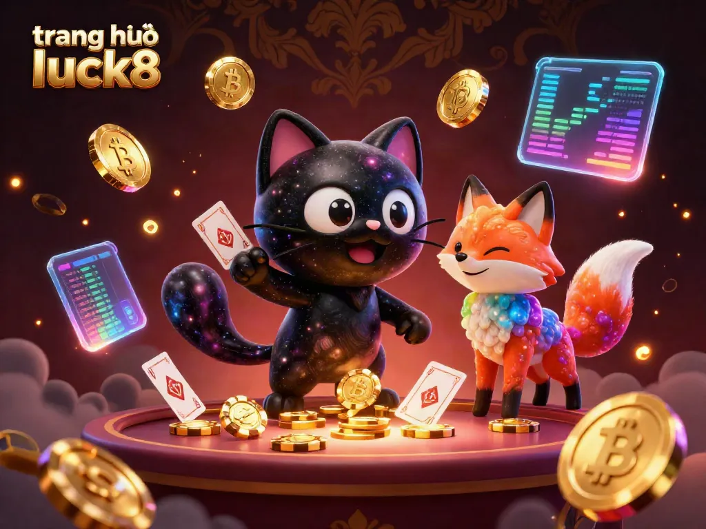 Experience the cosmic allure of trang chủ luck8, with vibrant characters in a dynamic casino scene.