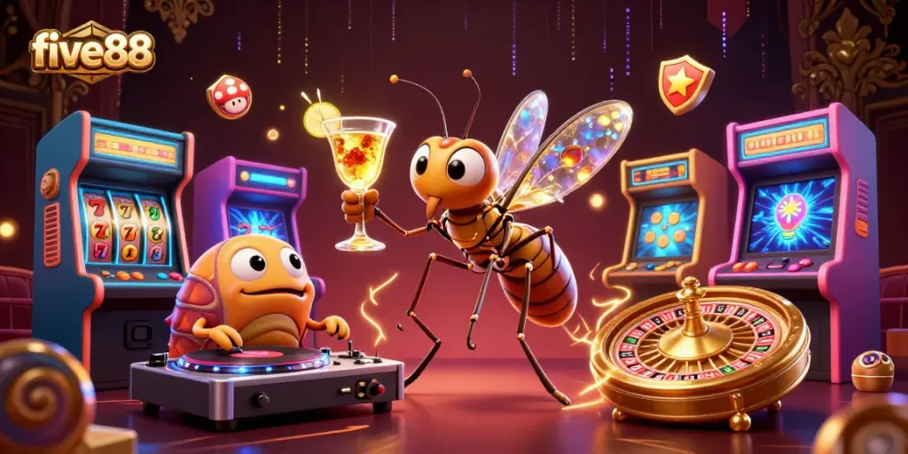 Experience thrilling gaming at five88 with captivating casino characters and vibrant elements.