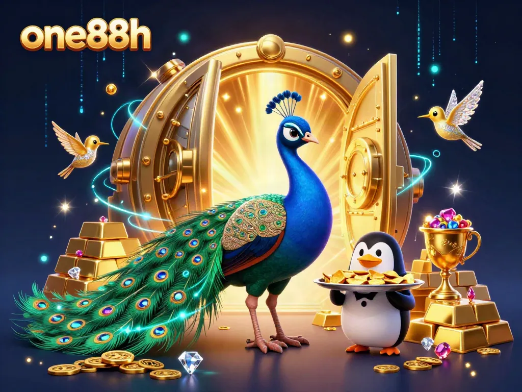 Experience the vibrant world of one88h with luxurious gambling visuals and enchanting characters.