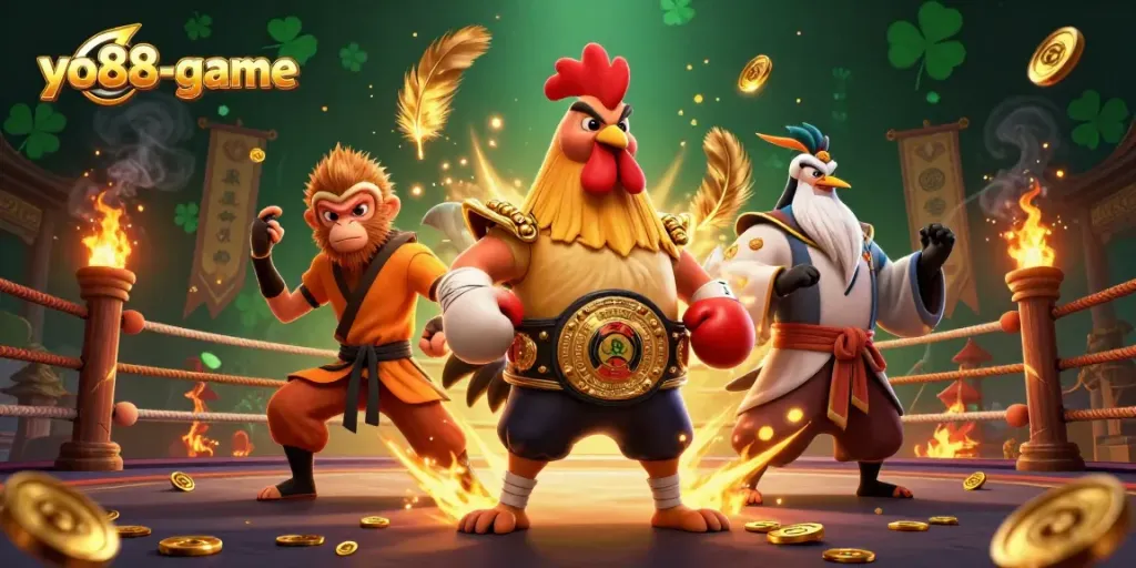 Experience the thrill of yo88-game with exciting characters in a vibrant gambling arena.