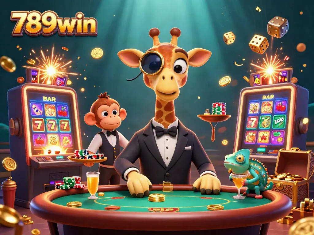 Engage in thrilling action at 789win with a high-roller giraffe and dazzling casino elements.