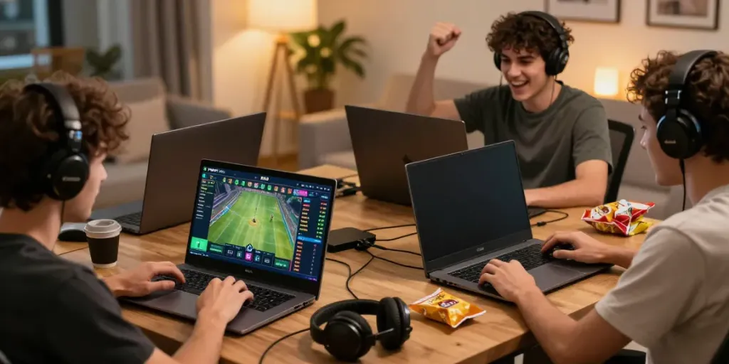Players engaging on Trang chủ zbet with excitement and strategic analysis in a modern gaming setup.