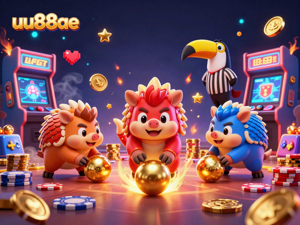 uu88ae pangolins competing in an exciting casino-themed game with colorful elements.