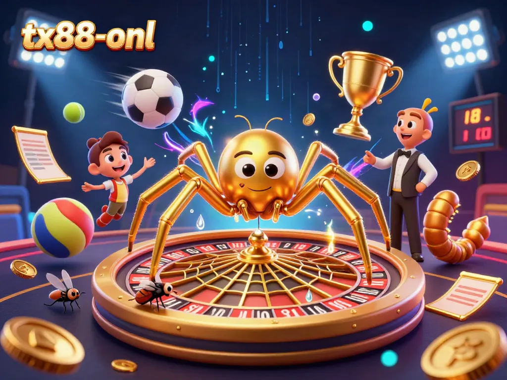 Experience thrilling sports betting with tx88-onl's vibrant 3D scene of a roulette wheel web.
