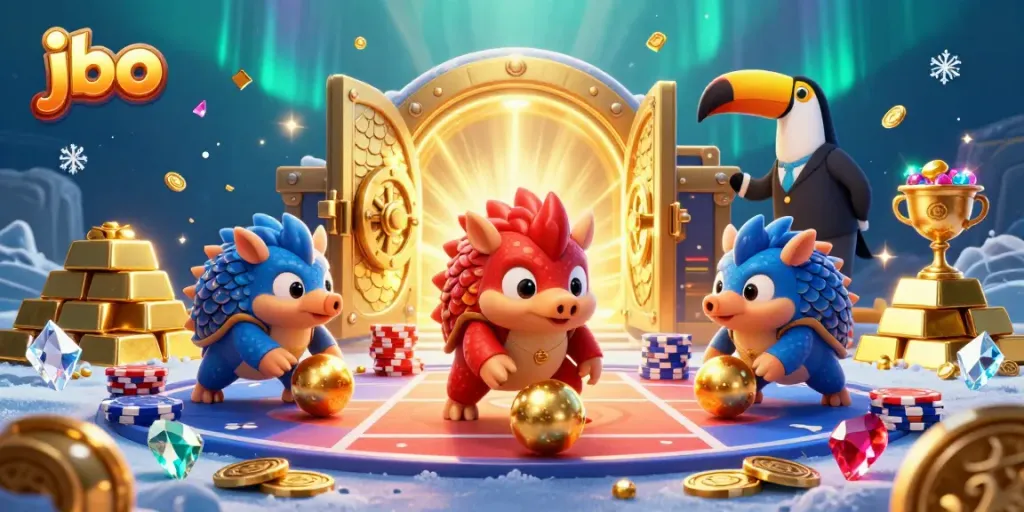 Experience thrilling action with jbo's colorful pangolin characters in a vibrant casino scene.