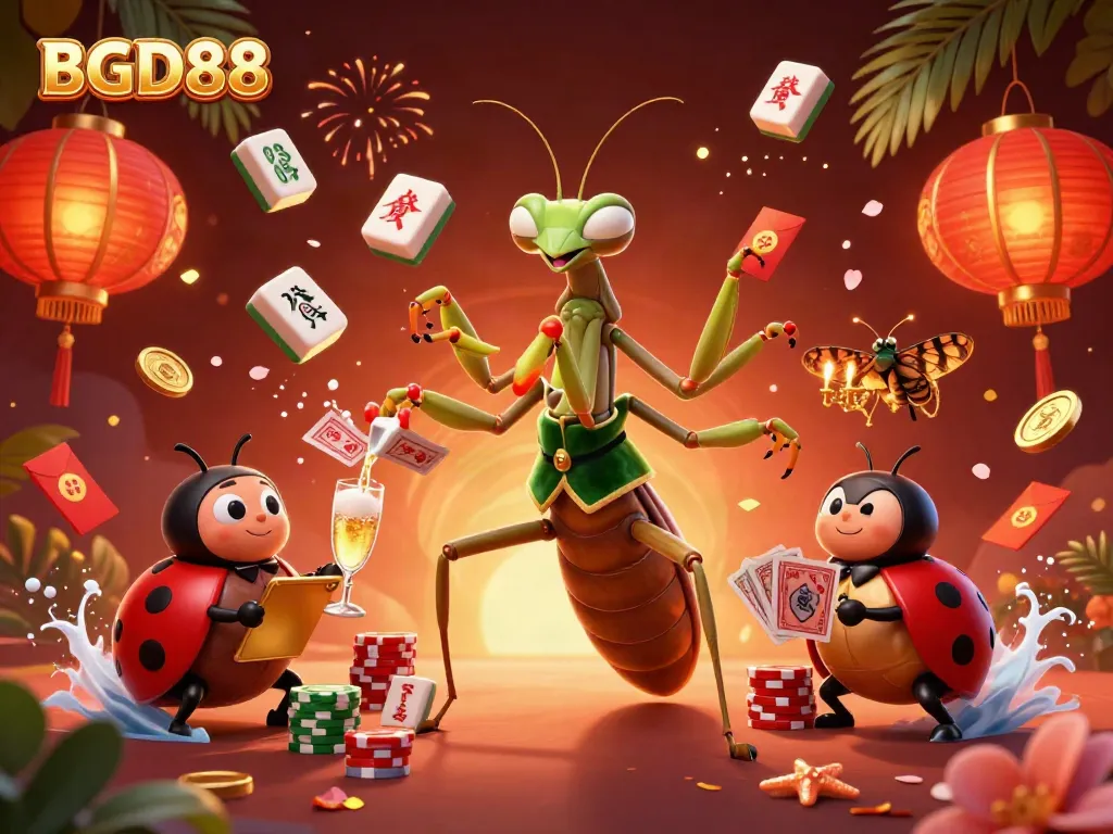 Experience the vibrant action of BGD88 with 3D characters in a dynamic casino setting, featuring cards and coins.