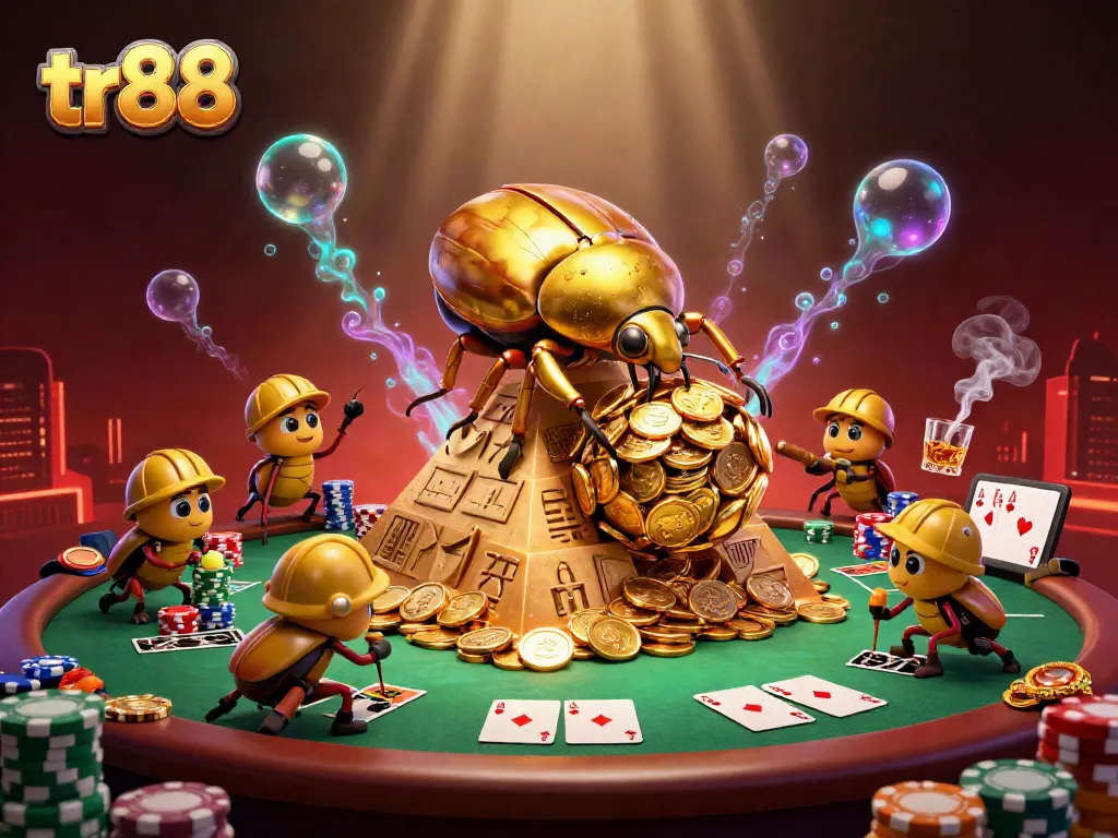 Experience the thrill of tr88 gaming with dynamic casino visuals featuring gold coins and poker elements.