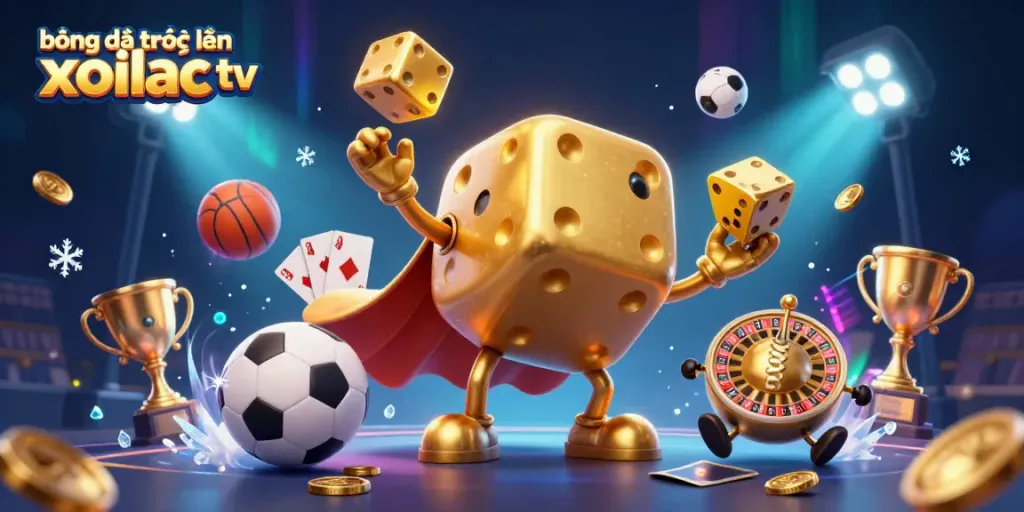 Experience thrilling bóng đá trực tuyến xoilac tv action with a vibrant 3D illustration featuring dynamic sports elements and characters.