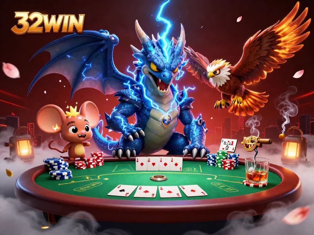 Experience thrilling poker action with 32WIN's captivating atmosphere and vibrant characters.